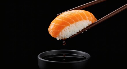 Fresh Japanese sushi in detailed close-up