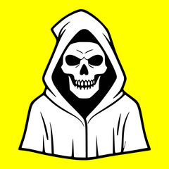 Yellow Death Hooded Grim Reaper Skull Face