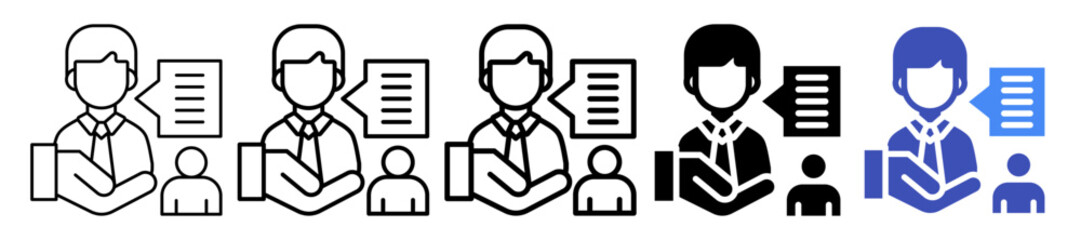 Employee Assistance Icon In 5 Different Styles Set Collection