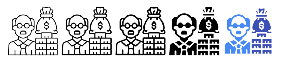 Retirement Planning Icon In 5 Different Styles Set Collection