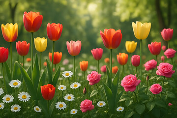 Fototapeta premium Colorful Tulip Garden in Spring