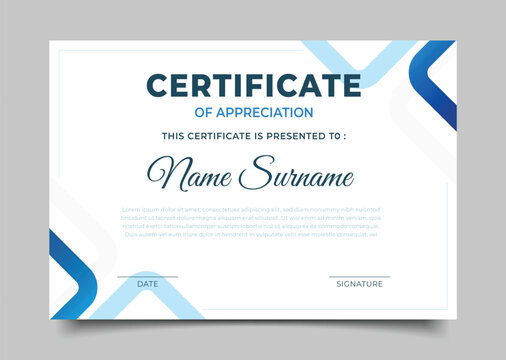Modern Business Certificate of appreciation template geometric triangle frame design