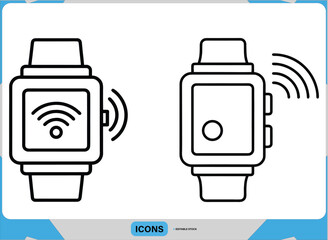 Smartwatch Vector Design with Wireless Connectivity WiFi Signal Connected Smartwatch Vector Wearable Tech with Wireless Signal