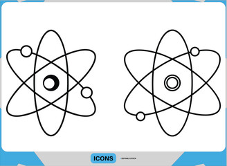 Atom Structure Vector Icon Science and Education Design, Atomic Symbol Illustration Clean Line Art for Physics and Chemistry Concepts