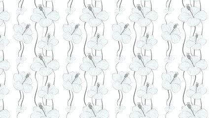 White floral wallpaper design with repeating botanical motif for decorative use