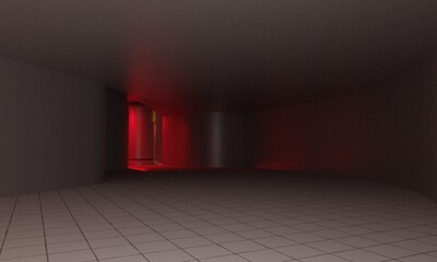 Empty industrial liminal space with metallic textures and abandoned factory vibe, surreal mood evoking dreamlike transition, desolate architecture with dark cinematic ambience