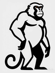  Standing Monkey Illustrator Artwork Design Template Poster