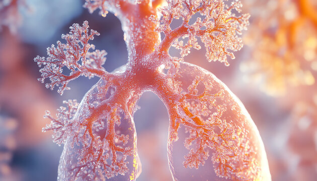 A stunning visualization of lungs represented as organic structures intertwined with nature's beauty.