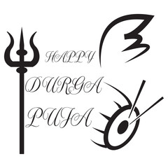 Happy Durga Puja festival greeting design. Colorful illustration of Goddess Durga face with floral art and decorative text wishing Happy Durga Puja, suitable for festive greetings.

