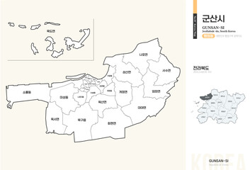 전라북도 군산시 행정동 윤곽선 지도