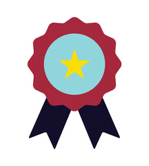 Colorful Award Ribbon Badge with Star Vector Icon