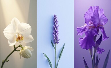 Vibrant purple lavender blooms, densely clustered on slender stems, display a symmetrical pattern against a blurred background.