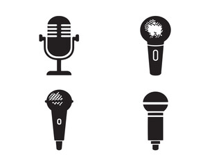 Classic microphone silhouette icons artistic vector music collection