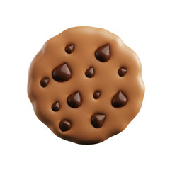 Fototapeta premium Chocolate Chip Cookie on Transparent Background Delicious Round Biscuit with Dark Chocolate Chunks and Sweet Aroma Baked Goodness in Culinary Still Life