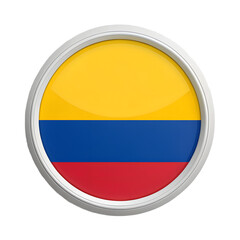 Colombia flag flag in circle icon isolated on a transparent background, 3D Icon
