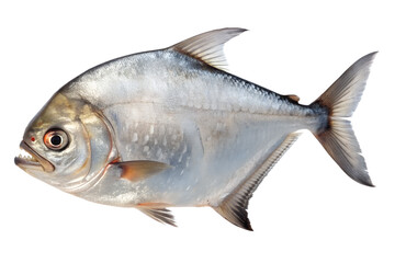 A piranha fish with silver body and sharp teeth, isolated on a transparent background