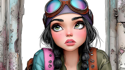 Post-apocalyptic female survivor illustration