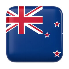 New Zealand flag in Rounded Square icon isolated on a transparent background, 3D Icon