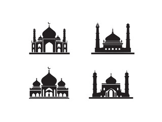 Decorative Mosque Silhouette Vector Icon Collection For Art