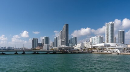 Urban skyline exploration miami cityscape photography coastal environment wide-angle view urban development