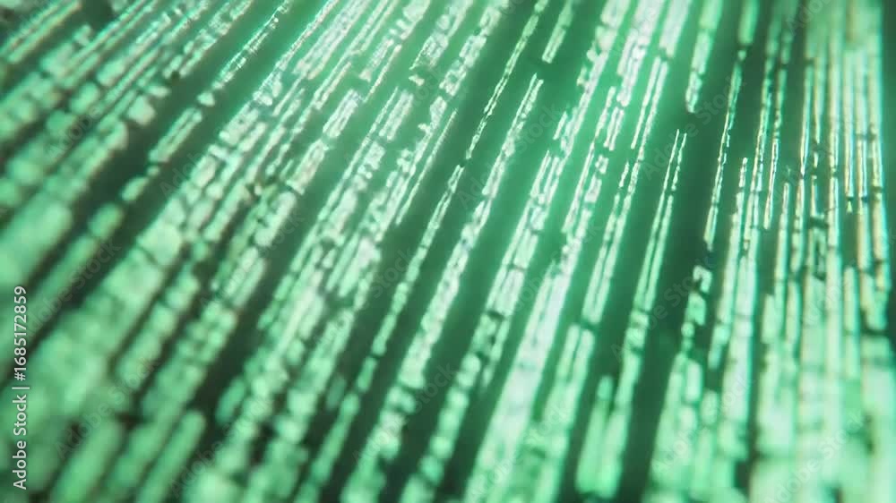 Poster green matrix effect of falling binary code on black background