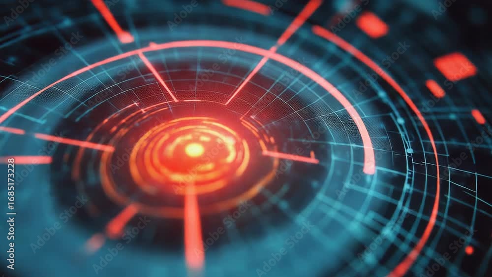 Poster futuristic head up display showing targeting system locking on target