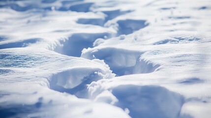 Treading through deep snow, leaving distinct footprints