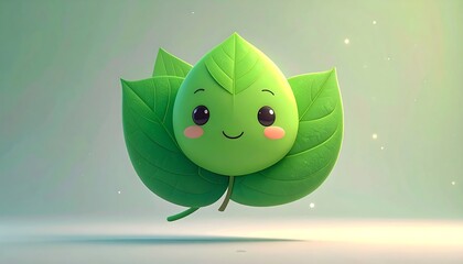 Cute cartoon leaf character