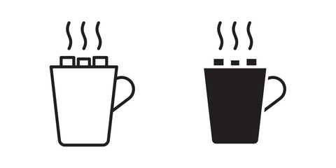 Hot Chocolate Mug icon . symbolizing warmth or a cozy drink. Vector illustration with stroke and fill on a white background.
