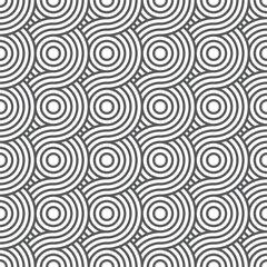 Fototapeta premium Seamless geometric pattern with concentric circles and wavy lines. Background for textiles, wallpapers and decorative design projects.