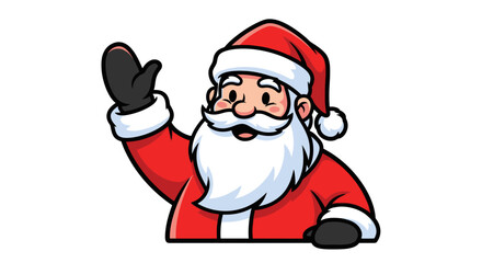 Cartoon Santa Claus Waving Hand with Red Suit and Hat.
