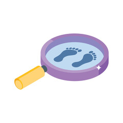 An isometric icon of footprint evidence illustration