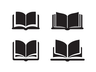 Elegant Open Book Silhouette Vector Stock Illustration Concept