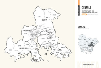 경상남도 창원시  행정동 윤곽선 지도
