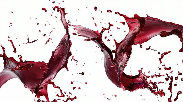 Wine splashes on white background