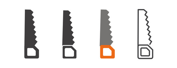 set of color tools and Instrument line icon, service sign icon Construction tool like screwdriver, saw, hammer, axe, ruler, wrench, vector abstract silhouette geometric engineering and Manufacturing 