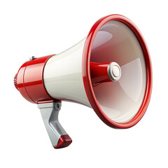 Red and White Megaphone Illustration on Transparent Background, Public Announcement Equipment Design Element