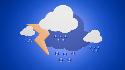 Weather icon on blue background. 3d render illustration.
