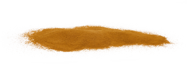 brown dried cinnamon powder pile isolated on white or transparent png