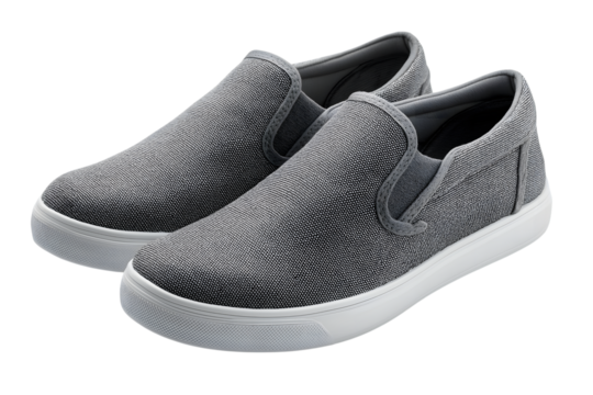 gray slip-on canvas shoes isolated on white background