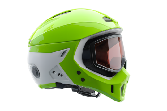stylish helmet with integrated visor and unique design isolated on white background