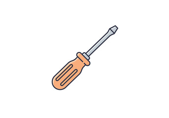 Obraz premium Flathead screwdriver tool icon for repairs, construction, and DIY projects on a clean white background