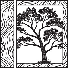 Elegant Black and White Tree Illustration