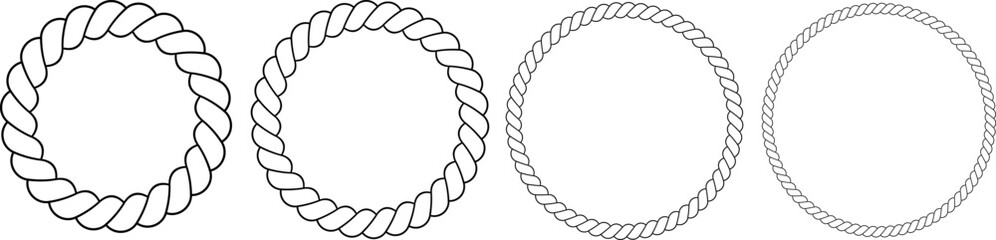 Round frames made of necklace rope. Vector set of borders in the shape of circle chain. Seamless wreath circle shape. Jewelry design, text frame. © Serhii Bielik