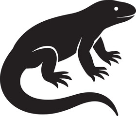 Silhouette vector of Gila monster reptile design, isolated lizard graphic for wildlife, desert, and nature themes.