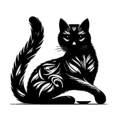 Cute Relaxed Cat Vector Illustration – Adorable Domestic Pet Design