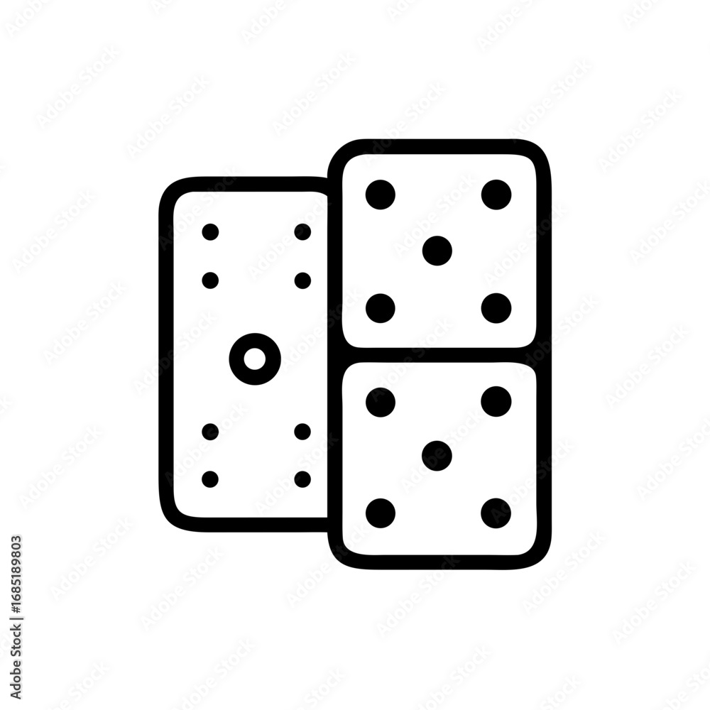 Poster simple representation of two domino pieces showing different numbers of dots on each side