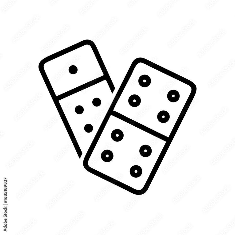 Poster two domino tiles showing different numbers of spots in a simple black and white outline style design