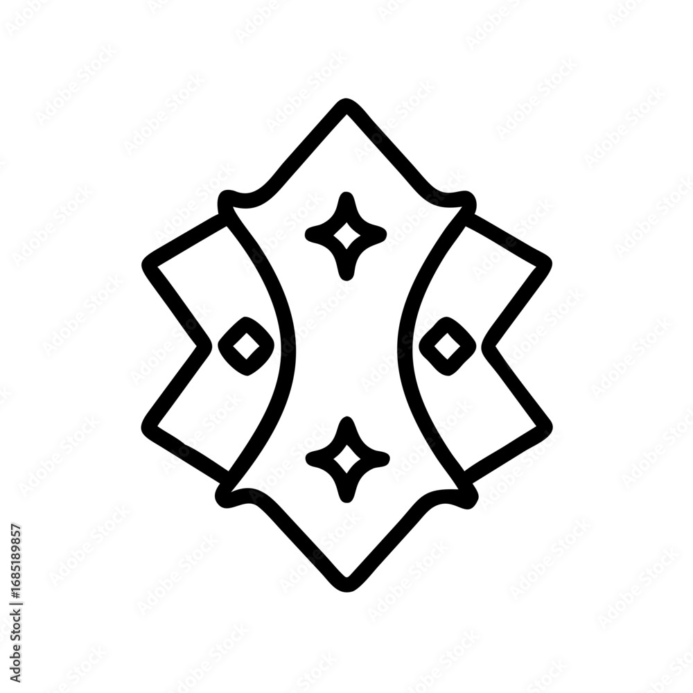 Poster abstract diamond shape with star accents and geometric extensions outlined in black color for design