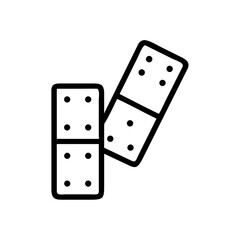 Two domino pieces shown with black outline and white fill displaying dots for game play pieces design